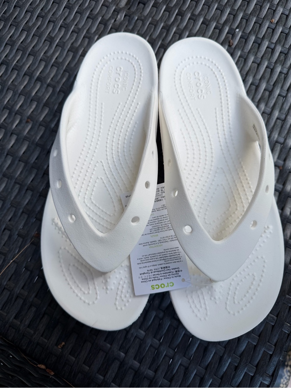 CROCS White Slip-On Thong Sandals